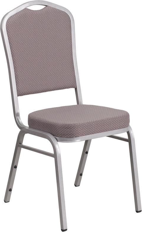 Flash Furniture HERCULES Series Crown Back Stacking Banquet Chair in Gray Dot Fabric – Silver Frame – FD-C01-S-6-GG Sale