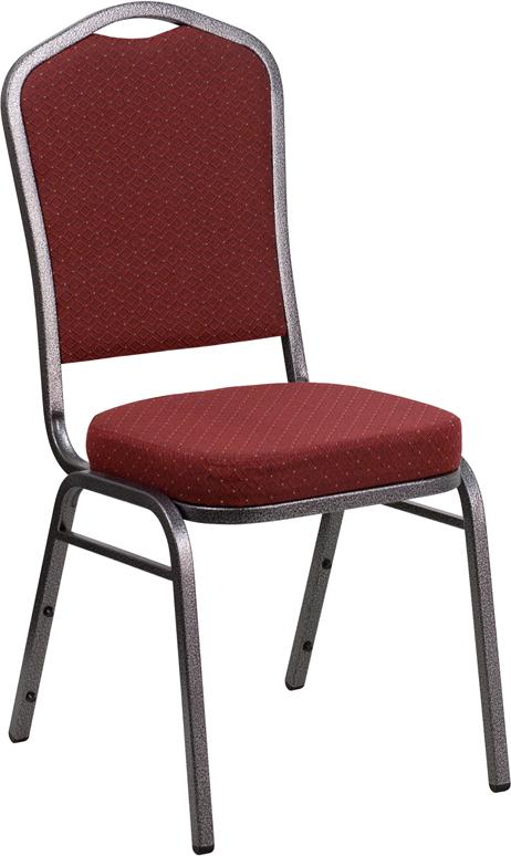 Flash Furniture HERCULES Series Crown Back Stacking Banquet Chair in Burgundy Patterned Fabric – Silver Vein Frame – NG-C01-HTS-2201-SV-GG Online now