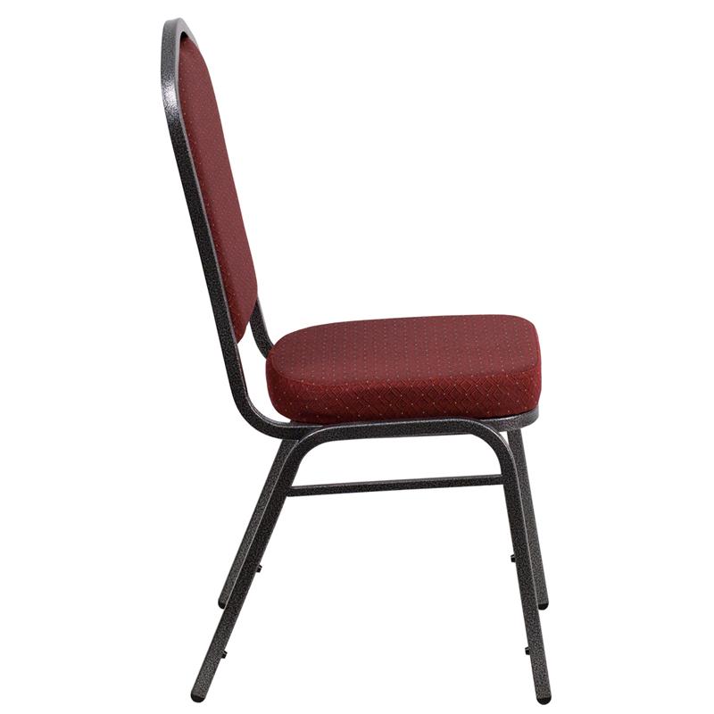 Flash Furniture HERCULES Series Crown Back Stacking Banquet Chair in Burgundy Patterned Fabric – Silver Vein Frame – NG-C01-HTS-2201-SV-GG Online now