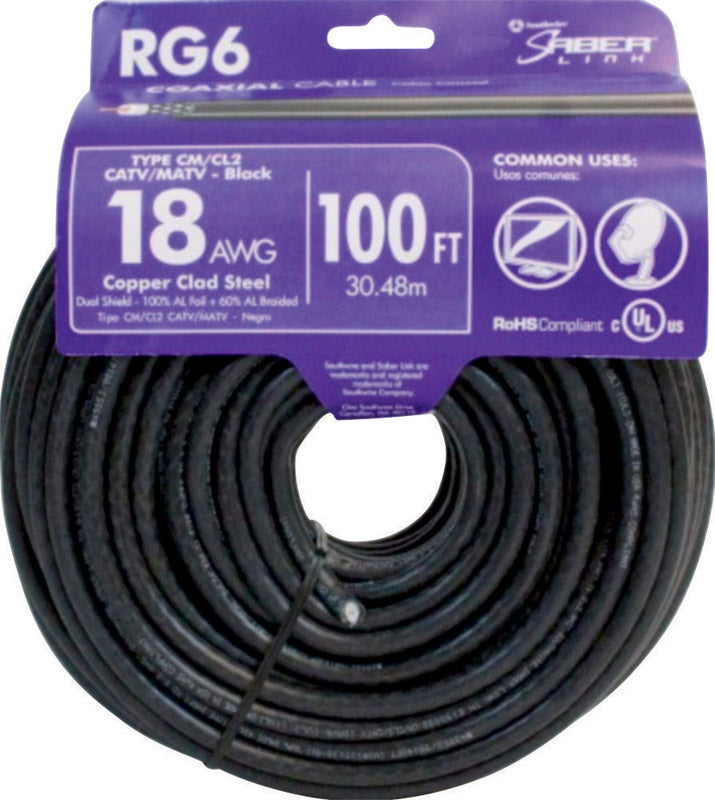 COAX DUAL RG6 100′ BLK Online Hot Sale