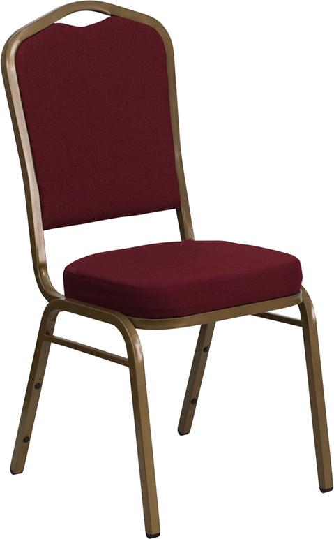 Flash Furniture HERCULES Series Crown Back Stacking Banquet Chair in Burgundy Fabric – Gold Frame – FD-C01-ALLGOLD-3169-GG Online Sale