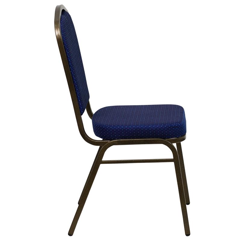 Flash Furniture HERCULES Series Crown Back Stacking Banquet Chair in Navy Blue Patterned Fabric – Gold Vein Frame – FD-C01-GOLDVEIN-208-GG Sale