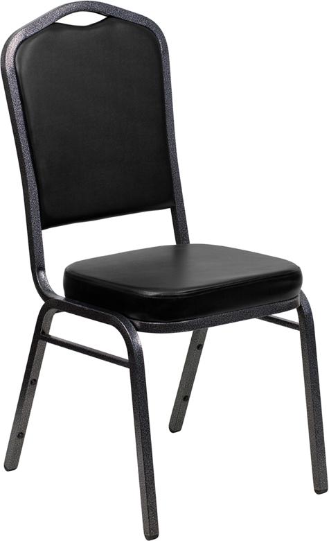 Flash Furniture HERCULES Series Crown Back Stacking Banquet Chair in Black Vinyl – Silver Vein Frame – FD-C01-SILVERVEIN-BK-VY-GG Online