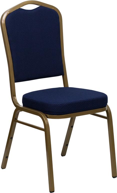 Flash Furniture HERCULES Series Crown Back Stacking Banquet Chair in Navy Blue Patterned Fabric – Gold Frame – FD-C01-ALLGOLD-2056-GG Hot on Sale