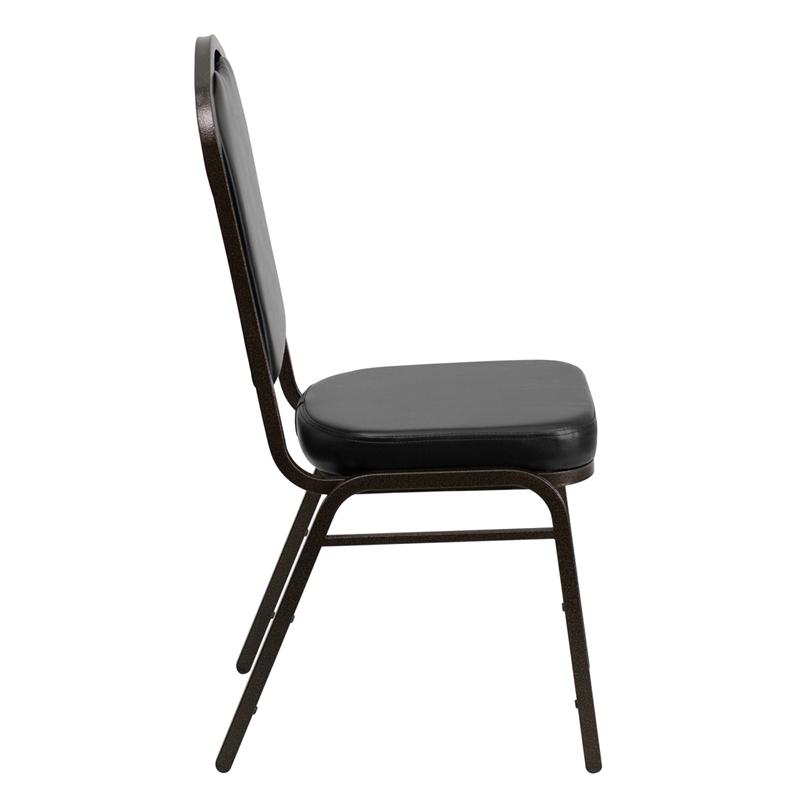 Flash Furniture HERCULES Series Crown Back Stacking Banquet Chair in Black Vinyl – Gold Vein Frame – FD-C01-GOLDVEIN-BK-VY-GG Discount