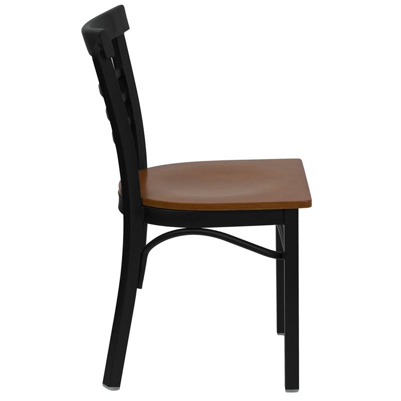 Flash Furniture HERCULES Series Black Three-Slat Ladder Back Metal Restaurant Chair – Cherry Wood Seat – XU-DG6Q6B1LAD-CHYW-GG Online