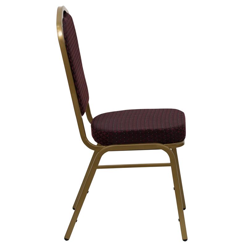 Flash Furniture HERCULES Series Crown Back Stacking Banquet Chair in Burgundy Patterned Fabric – Gold Frame – FD-C01-ALLGOLD-EFE1679-GG Sale