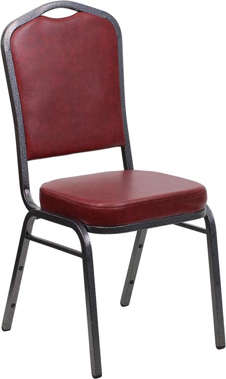 Flash Furniture HERCULES Series Crown Back Stacking Banquet Chair in Burgundy Vinyl – Silver Vein Frame – FD-C01-SILVERVEIN-BURG-VY-GG Discount