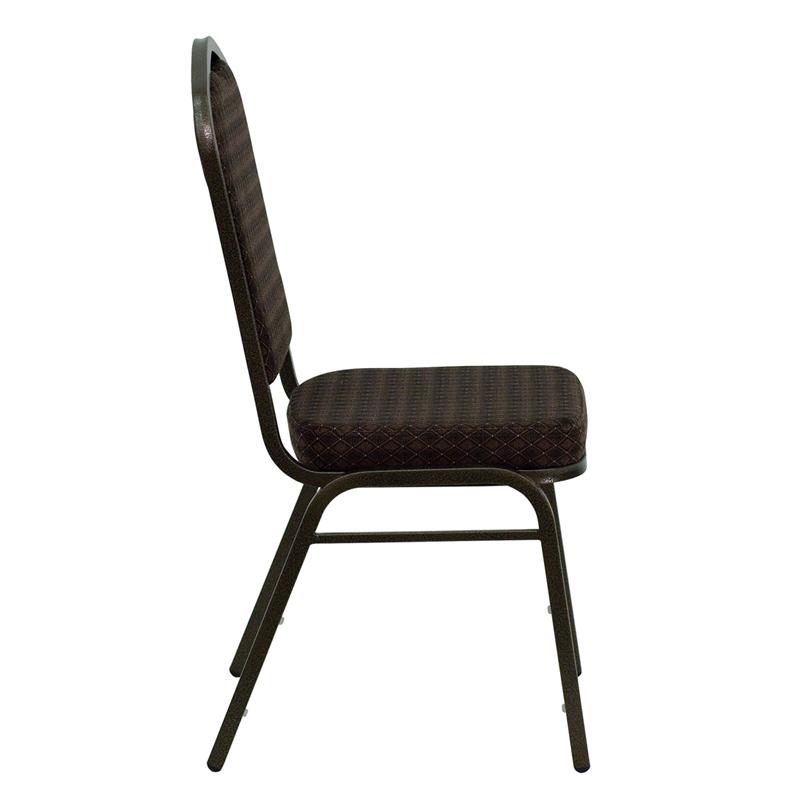 Flash Furniture HERCULES Series Crown Back Stacking Banquet Chair in Brown Patterned Fabric – Gold Vein Frame – NG-C01-BROWN-GV-GG Online Hot Sale