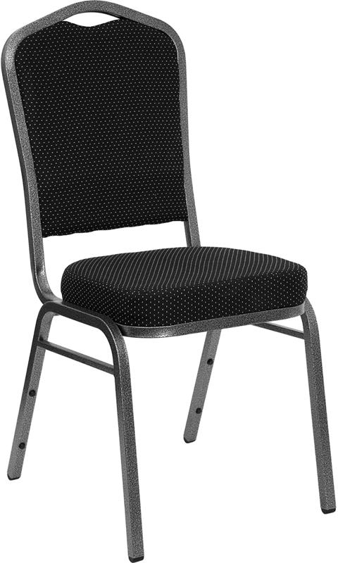 Flash Furniture HERCULES Series Crown Back Stacking Banquet Chair in Black Dot Patterned Fabric – Silver Vein Frame – FD-C01-SILVERVEIN-S076-GG Online Hot Sale