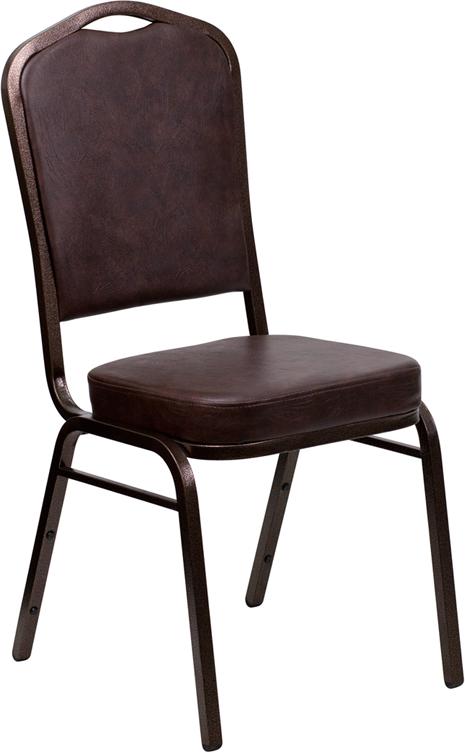 Flash Furniture HERCULES Series Crown Back Stacking Banquet Chair in Brown Vinyl – Copper Vein Frame – FD-C01-COPPER-BRN-VY-GG Online now