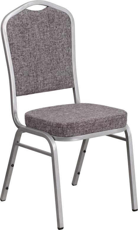 Flash Furniture HERCULES Series Crown Back Stacking Banquet Chair in Herringbone Fabric – Silver Frame – FD-C01-S-12-GG Hot on Sale
