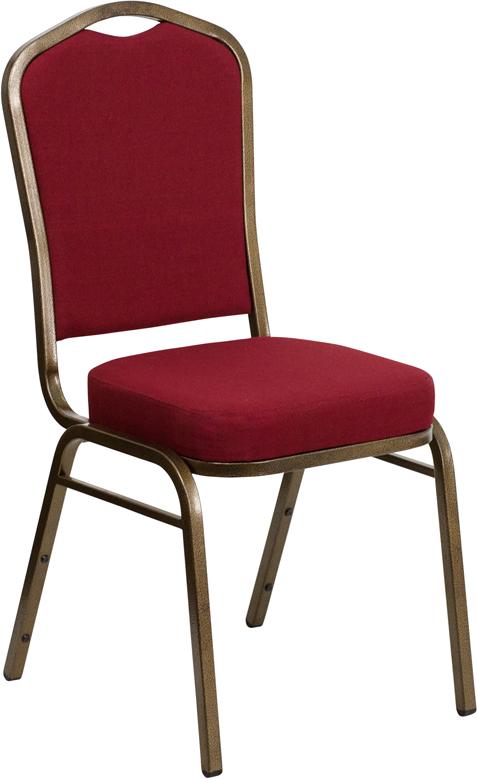 Flash Furniture HERCULES Series Crown Back Stacking Banquet Chair in Burgundy Fabric – Gold Vein Frame – FD-C01-GOLDVEIN-3169-GG Online Sale