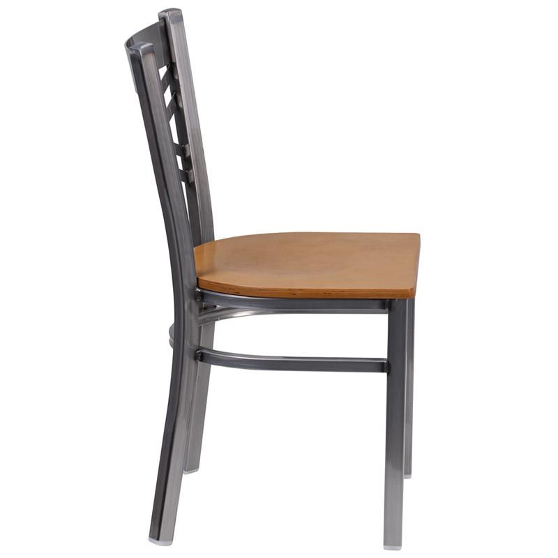 Flash Furniture HERCULES Series Clear Coated ”X” Back Metal Restaurant Chair – Natural Wood Seat – XU-6FOB-CLR-NATW-GG Discount
