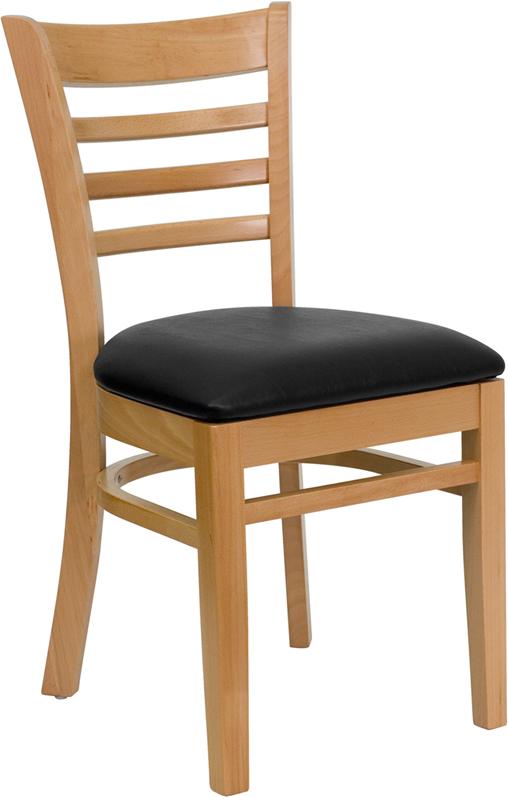 Flash Furniture HERCULES Series Ladder Back Natural Wood Restaurant Chair – Black Vinyl Seat – XU-DGW0005LAD-NAT-BLKV-GG Online