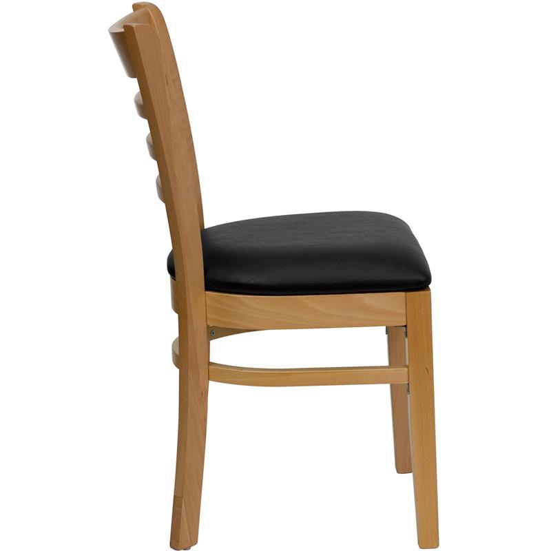 Flash Furniture HERCULES Series Ladder Back Natural Wood Restaurant Chair – Black Vinyl Seat – XU-DGW0005LAD-NAT-BLKV-GG Online