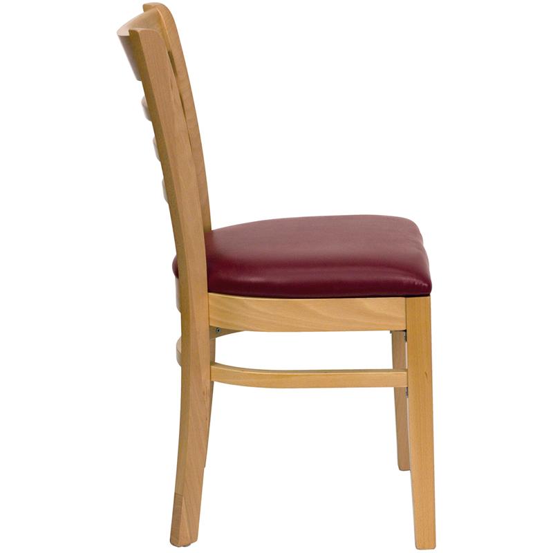 Flash Furniture HERCULES Series Ladder Back Natural Wood Restaurant Chair – Burgundy Vinyl Seat – XU-DGW0005LAD-NAT-BURV-GG Supply