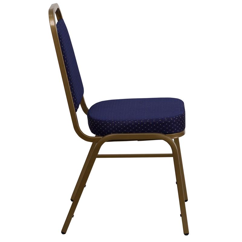 Flash Furniture HERCULES Series Trapezoidal Back Stacking Banquet Chair in Navy Patterned Fabric – Gold Frame – FD-BHF-1-ALLGOLD-0849-NVY-GG on Sale