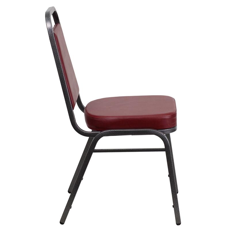 Flash Furniture HERCULES Series Trapezoidal Back Stacking Banquet Chair in Burgundy Vinyl – Silver Vein Frame – FD-BHF-1-SILVERVEIN-BY-GG Fashion