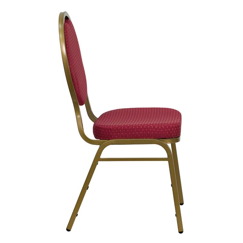 Flash Furniture HERCULES Series Teardrop Back Stacking Banquet Chair in Burgundy Patterned Fabric – Gold Frame – FD-C04-ALLGOLD-2804-GG Hot on Sale
