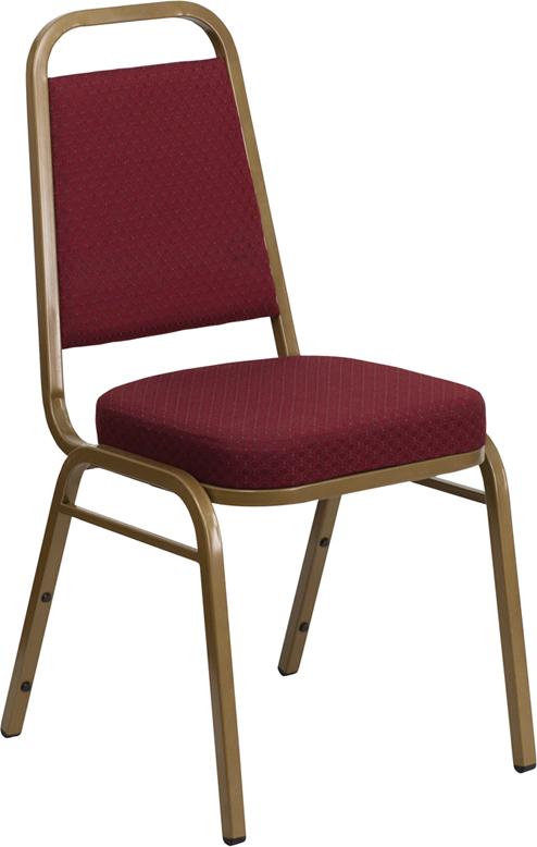Flash Furniture HERCULES Series Trapezoidal Back Stacking Banquet Chair in Burgundy Patterned Fabric – Gold Frame – FD-BHF-1-ALLGOLD-0847-BY-GG on Sale