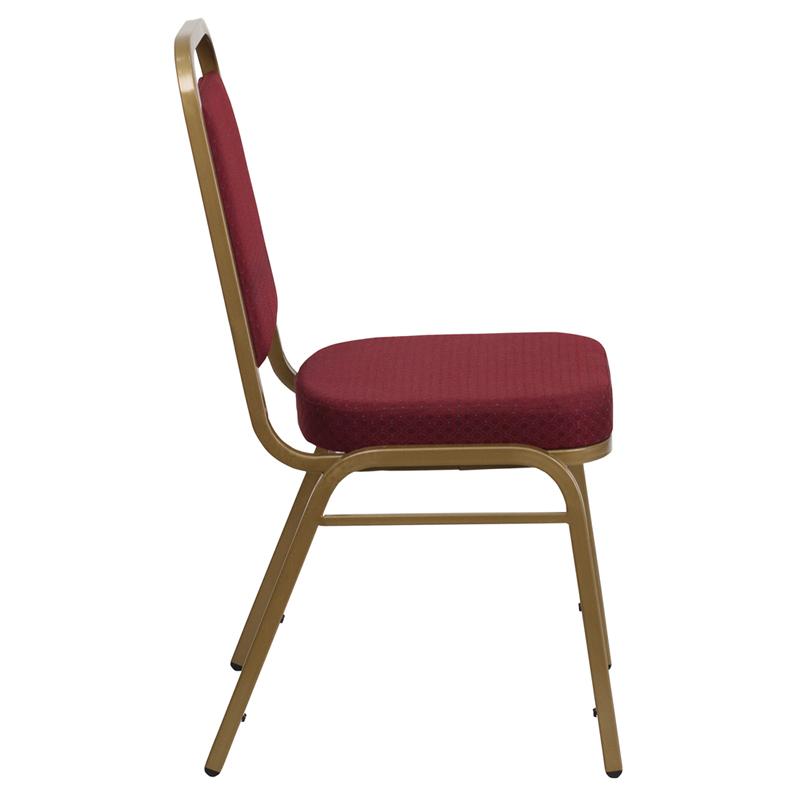 Flash Furniture HERCULES Series Trapezoidal Back Stacking Banquet Chair in Burgundy Patterned Fabric – Gold Frame – FD-BHF-1-ALLGOLD-0847-BY-GG on Sale