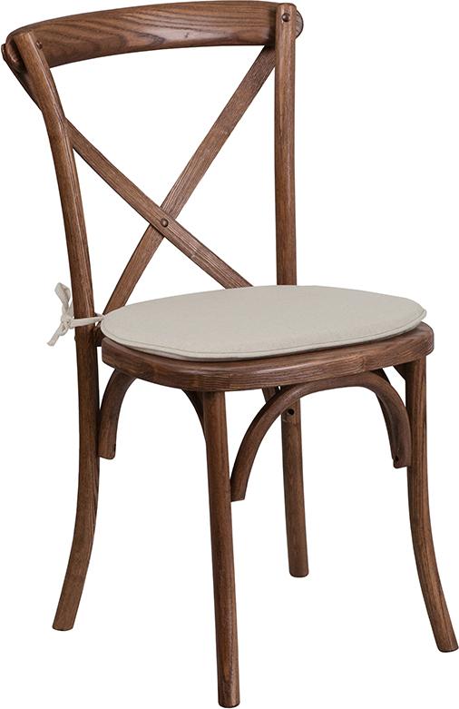 Flash Furniture HERCULES Series Stackable Pecan Wood Cross Back Chair with Cushion – XU-X-PEC-NTC-GG Online