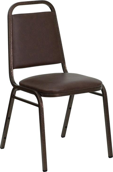 Flash Furniture HERCULES Series Trapezoidal Back Stacking Banquet Chair in Brown Vinyl – Copper Vein Frame – FD-BHF-2-BN-GG Hot on Sale