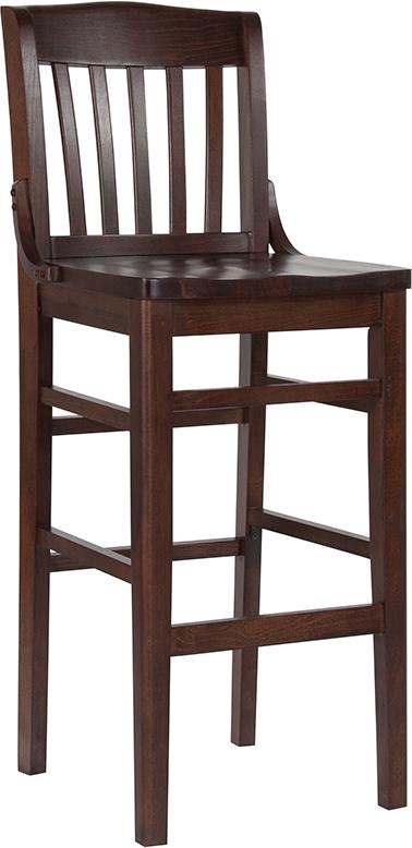 Flash Furniture HERCULES Series School House Back Walnut Wood Restaurant Barstool – XU-DG-W0006BAR-WAL-GG Supply