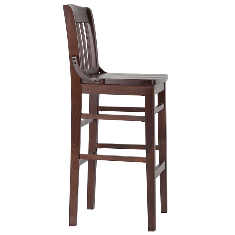 Flash Furniture HERCULES Series School House Back Walnut Wood Restaurant Barstool – XU-DG-W0006BAR-WAL-GG Supply