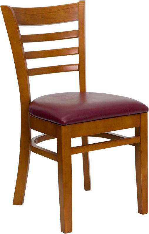 Flash Furniture HERCULES Series Ladder Back Cherry Wood Restaurant Chair – Burgundy Vinyl Seat – XU-DGW0005LAD-CHY-BURV-GG Online Sale