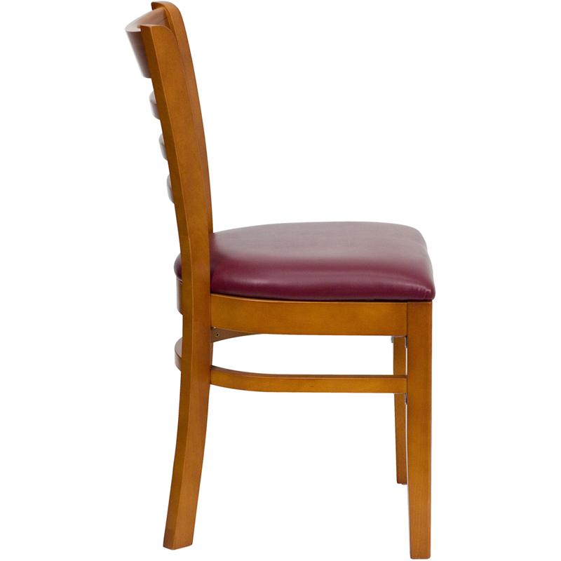 Flash Furniture HERCULES Series Ladder Back Cherry Wood Restaurant Chair – Burgundy Vinyl Seat – XU-DGW0005LAD-CHY-BURV-GG Online Sale