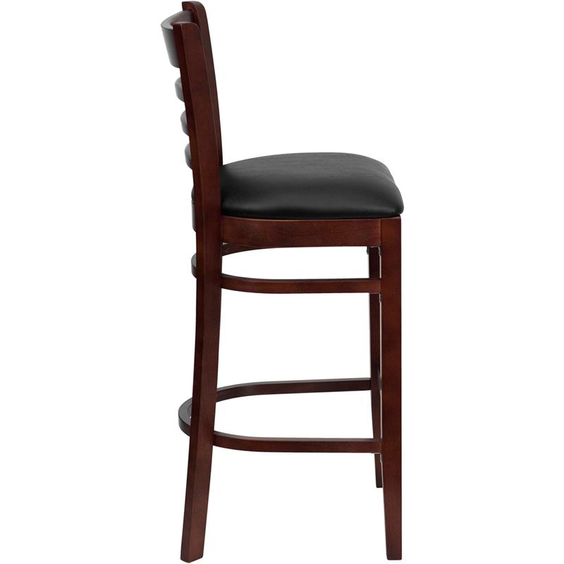 Flash Furniture HERCULES Series Ladder Back Mahogany Wood Restaurant Barstool – Black Vinyl Seat – XU-DGW0005BARLAD-MAH-BLKV-GG Sale