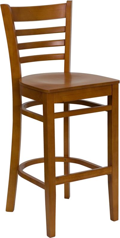Flash Furniture HERCULES Series Ladder Back Cherry Wood Restaurant Barstool – XU-DGW0005BARLAD-CHY-GG on Sale