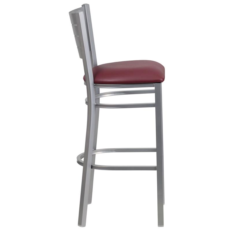 Flash Furniture HERCULES Series Silver Slat Back Metal Restaurant Barstool – Burgundy Vinyl Seat – XU-DG-60402-BAR-BURV-GG Online