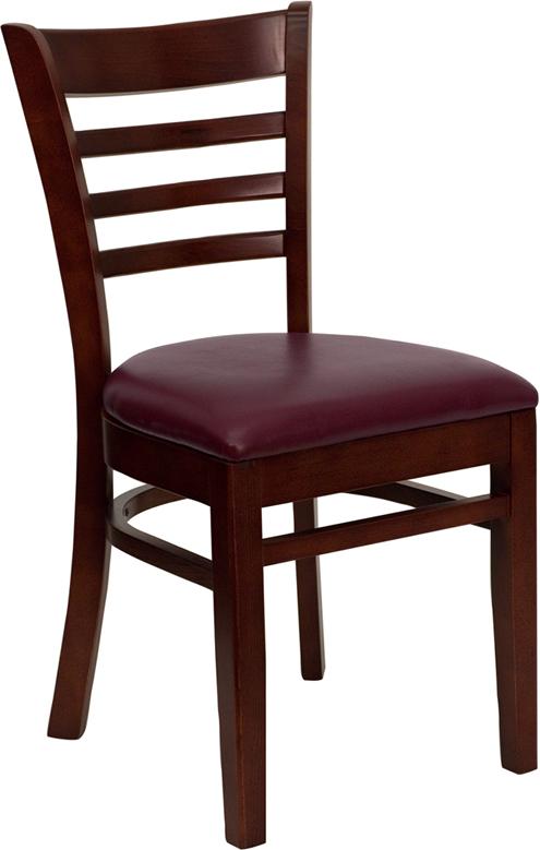 Flash Furniture HERCULES Series Ladder Back Mahogany Wood Restaurant Chair – Burgundy Vinyl Seat – XU-DGW0005LAD-MAH-BURV-GG Discount