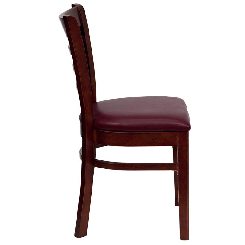 Flash Furniture HERCULES Series Ladder Back Mahogany Wood Restaurant Chair – Burgundy Vinyl Seat – XU-DGW0005LAD-MAH-BURV-GG Discount