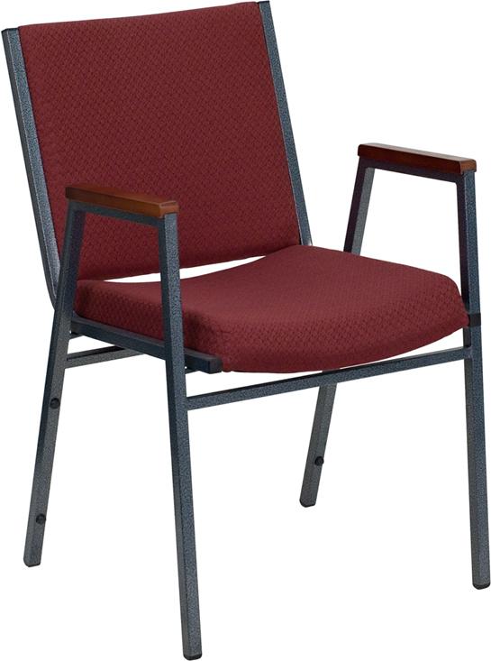 Flash Furniture HERCULES Series Heavy Duty Burgundy Patterned Fabric Stack Chair with Arms – XU-60154-BY-GG on Sale