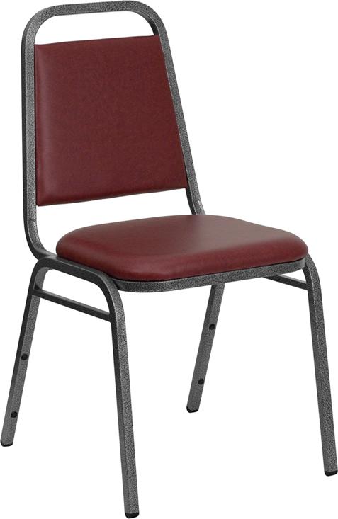 Flash Furniture HERCULES Series Trapezoidal Back Stacking Banquet Chair in Burgundy Vinyl – Silver Vein Frame – FD-BHF-2-BY-VYL-GG Online