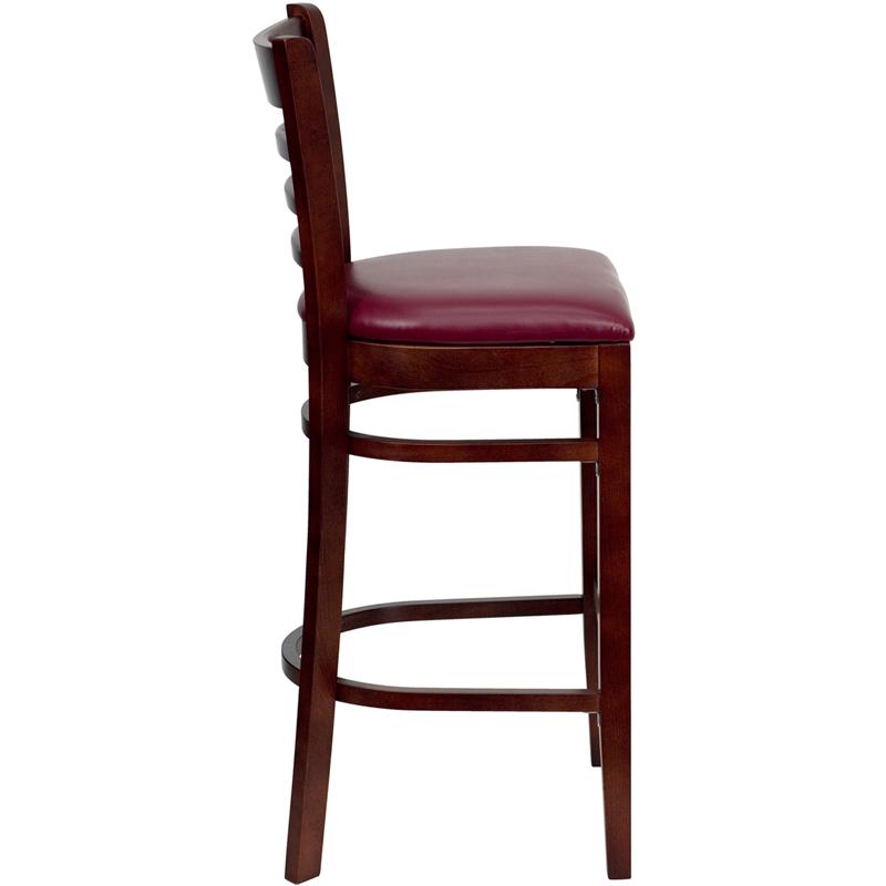 Flash Furniture HERCULES Series Ladder Back Mahogany Wood Restaurant Barstool – Burgundy Vinyl Seat – XU-DGW0005BARLAD-MAH-BURV-GG Supply