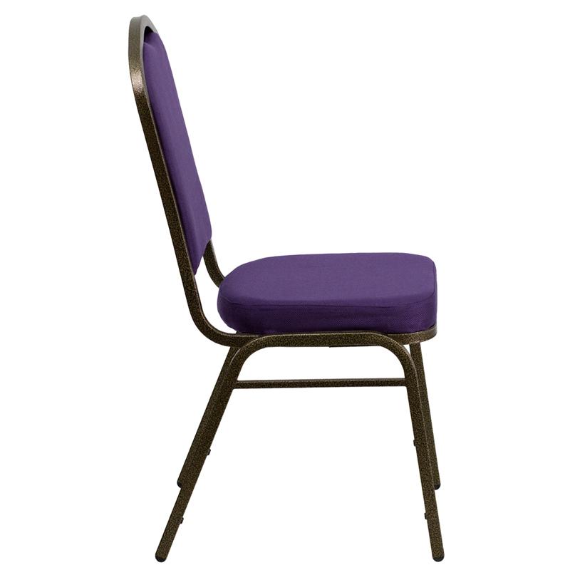 Flash Furniture HERCULES Series Crown Back Stacking Banquet Chair in Purple Fabric – Gold Vein Frame – FD-C01-PUR-GV-GG Online now
