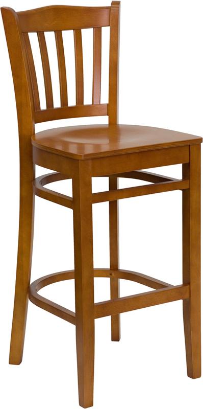 Flash Furniture HERCULES Series Vertical Slat Back Cherry Wood Restaurant Barstool – XU-DGW0008BARVRT-CHY-GG Fashion