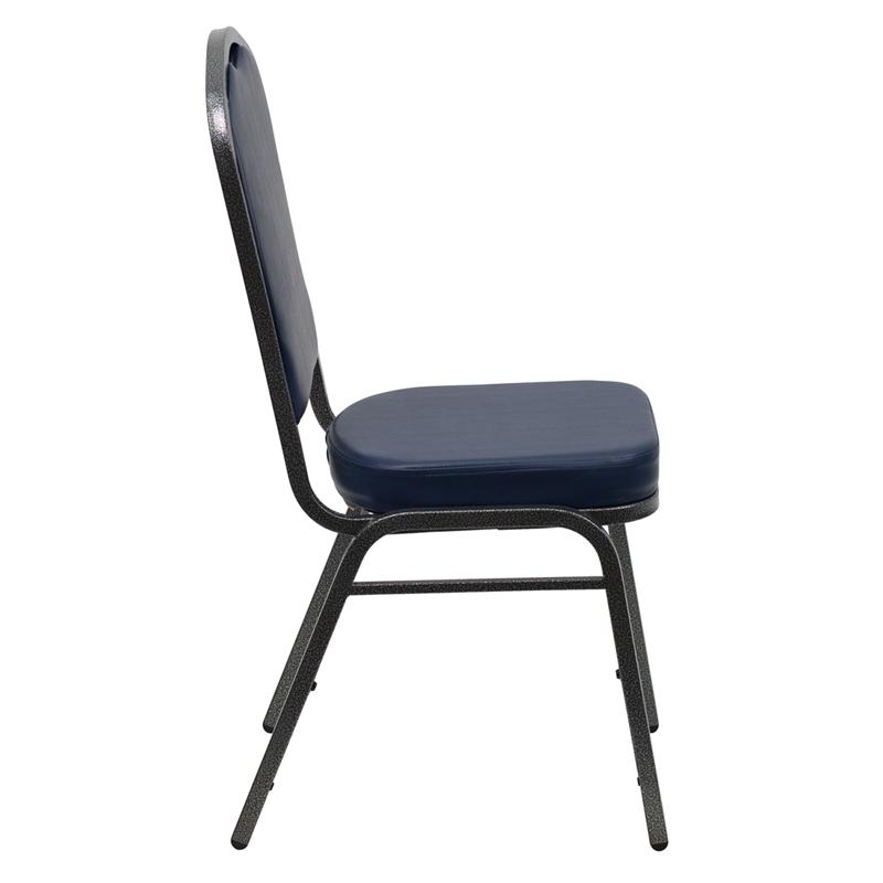 Flash Furniture HERCULES Series Crown Back Stacking Banquet Chair in Navy Vinyl – Silver Vein Frame – FD-C01-SILVERVEIN-NY-VY-GG Online Hot Sale