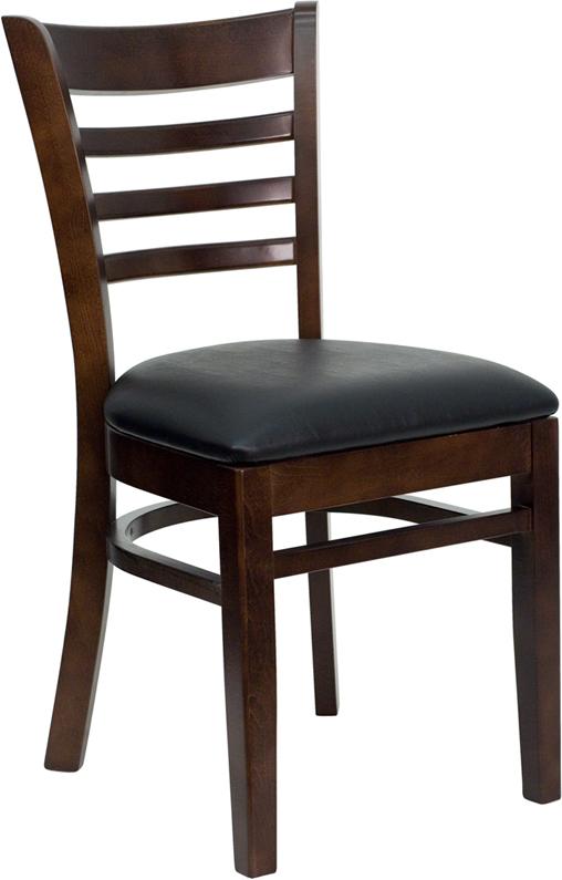 Flash Furniture HERCULES Series Ladder Back Walnut Wood Restaurant Chair – Black Vinyl Seat – XU-DGW0005LAD-WAL-BLKV-GG Online