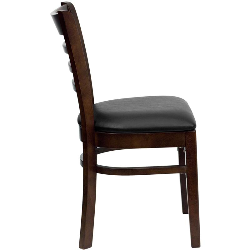 Flash Furniture HERCULES Series Ladder Back Walnut Wood Restaurant Chair – Black Vinyl Seat – XU-DGW0005LAD-WAL-BLKV-GG Online