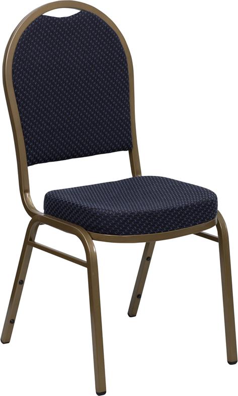 Flash Furniture HERCULES Series Dome Back Stacking Banquet Chair in Navy Patterned Fabric – Gold Frame – FD-C03-ALLGOLD-H203774-GG on Sale