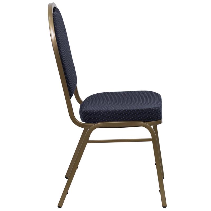 Flash Furniture HERCULES Series Dome Back Stacking Banquet Chair in Navy Patterned Fabric – Gold Frame – FD-C03-ALLGOLD-H203774-GG on Sale