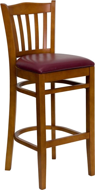 Flash Furniture HERCULES Series Vertical Slat Back Cherry Wood Restaurant Barstool – Burgundy Vinyl Seat – XU-DGW0008BARVRT-CHY-BURV-GG Online Sale