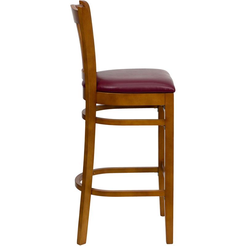 Flash Furniture HERCULES Series Vertical Slat Back Cherry Wood Restaurant Barstool – Burgundy Vinyl Seat – XU-DGW0008BARVRT-CHY-BURV-GG Online Sale