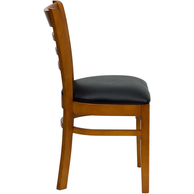 Flash Furniture HERCULES Series Ladder Back Cherry Wood Restaurant Chair – Black Vinyl Seat – XU-DGW0005LAD-CHY-BLKV-GG Sale